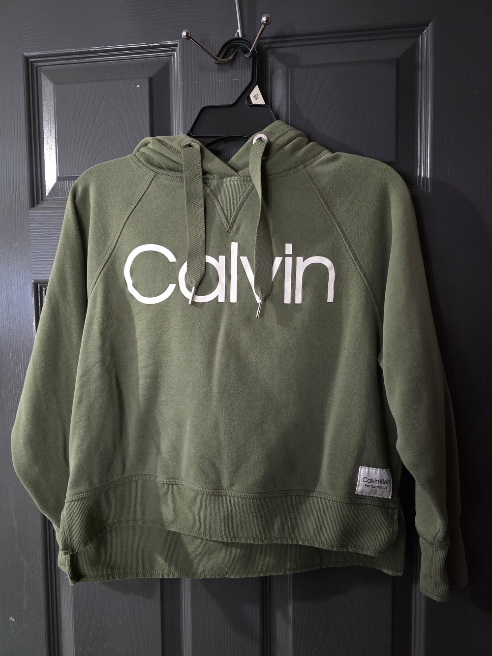 Calvin Klein Olive Green Crewneck Hoodie with White Logo